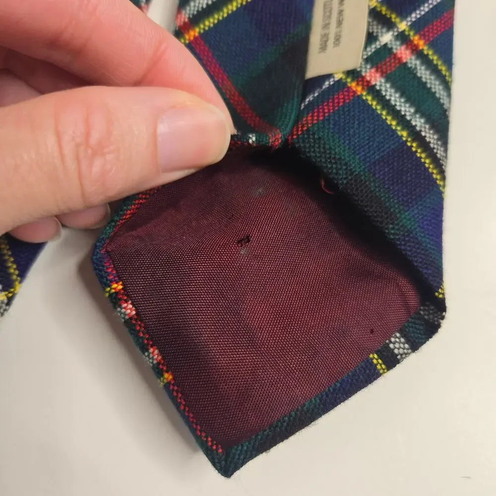Classic Tartan Plaid Men Neck Tie Made in Scotland New Wool Academia Green